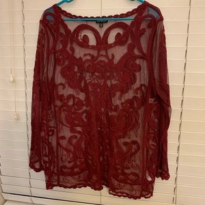 Maroon lacy blouse from Express. XL. NWOT